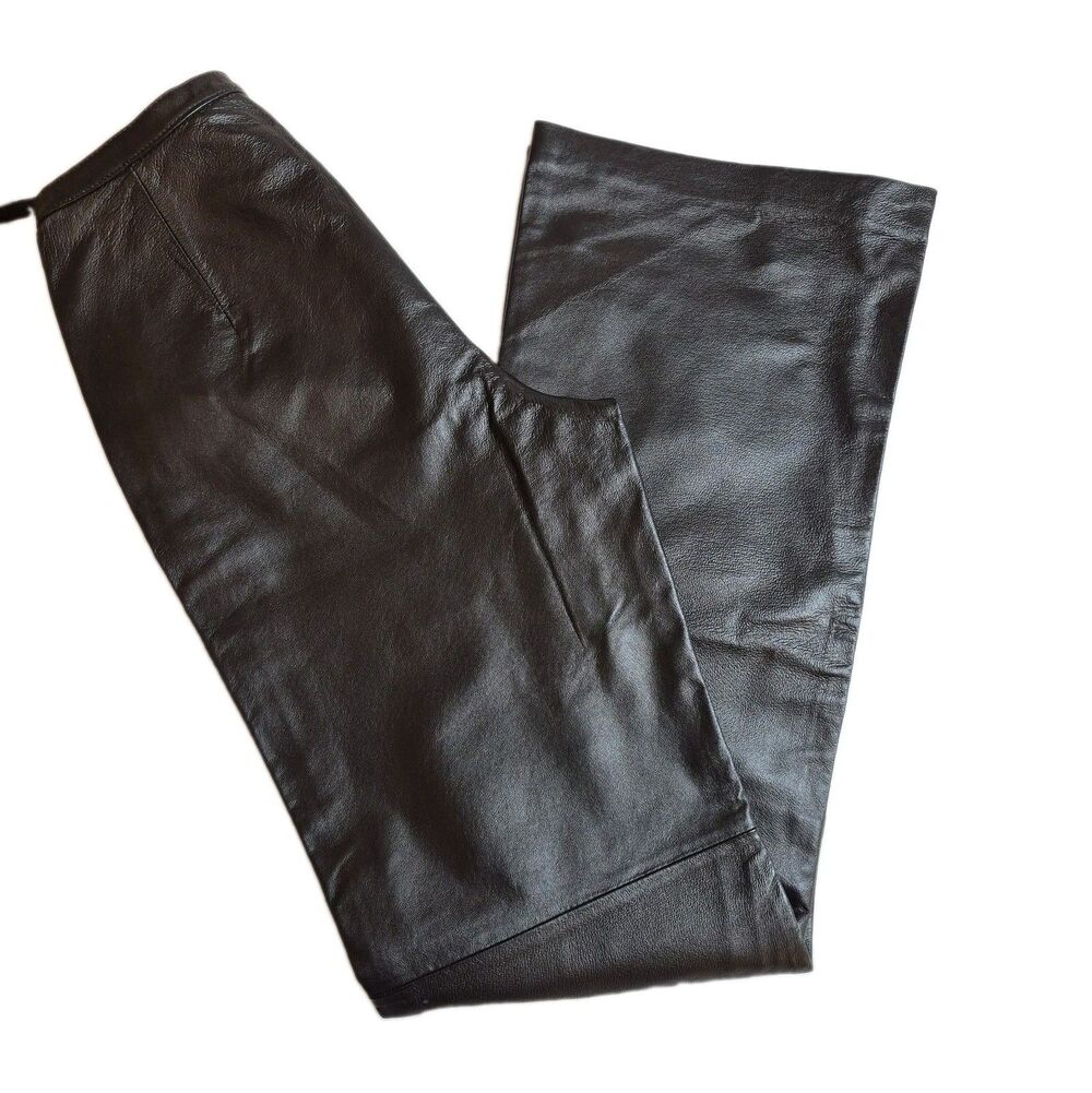 Cami International Vintage Women's Leather Pants Size 4 Flare Black 90s Y2K